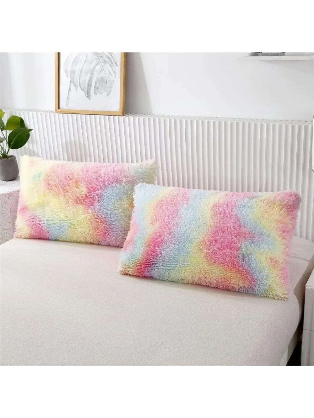 Rainbow Long Hair Twin Bedding Set - 3 Pieces, Colorful Girls' Room Decor
